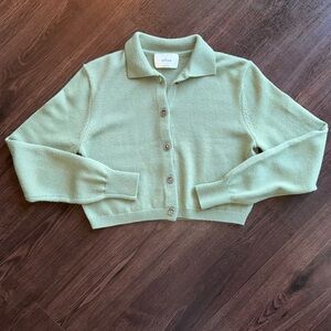 Aritzia Wilfred Green Crop Button-Up Cardigan